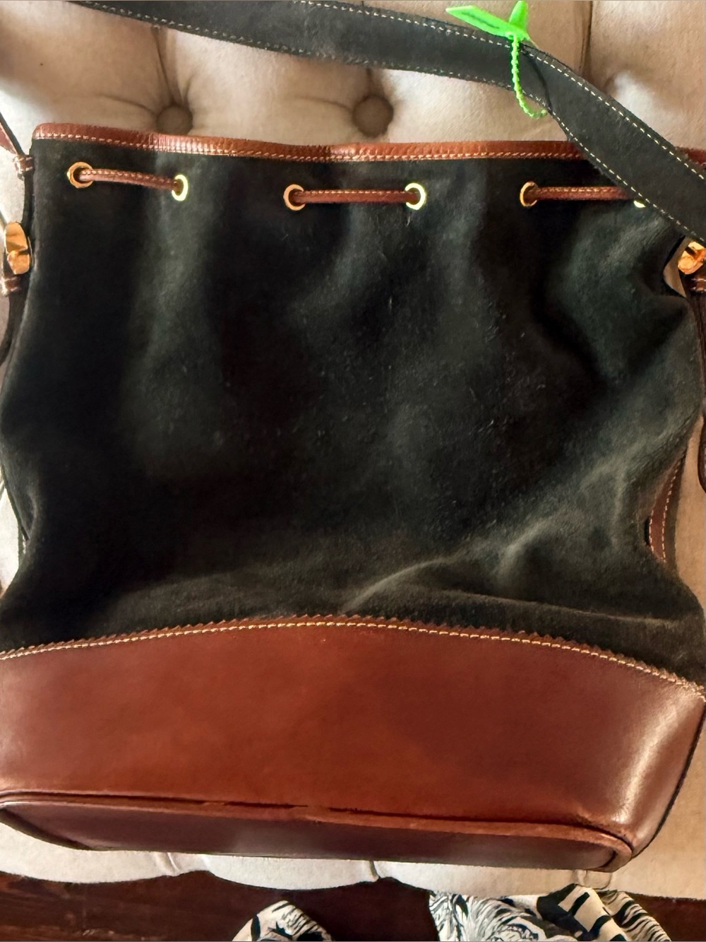 LOEWE Vintage 1985 Caza Cordoban Suede Balloon Bucket Bag Forest Green - Picture 8 of 16